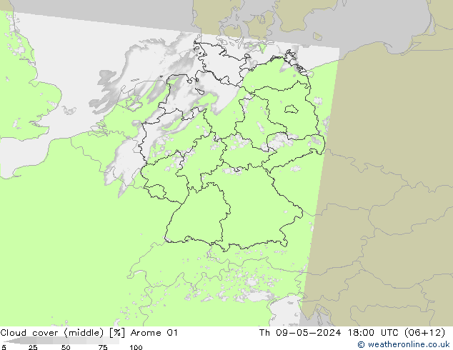 Nubes medias Arome 01 jue 09.05.2024 18 UTC