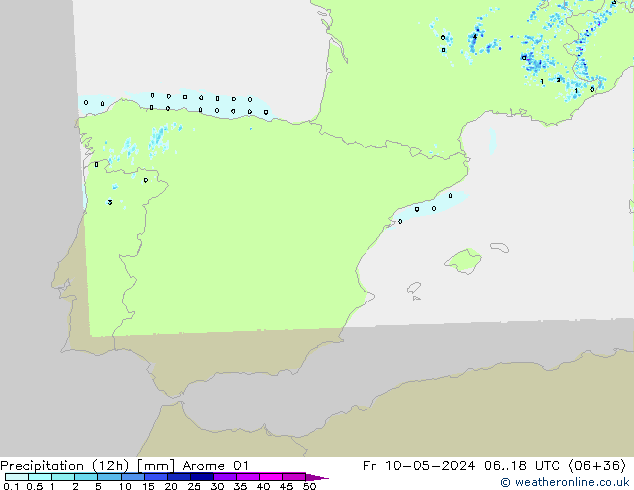 Precipitation (12h) Arome 01 Fr 10.05.2024 18 UTC