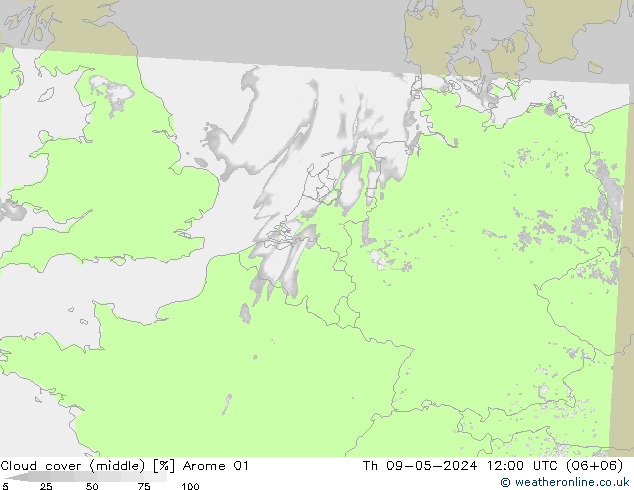 Nuages (moyen) Arome 01 jeu 09.05.2024 12 UTC