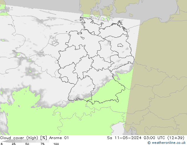 nuvens (high) Arome 01 Sáb 11.05.2024 03 UTC