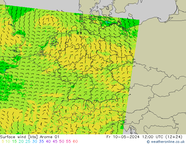 风 10 米 Arome 01 星期五 10.05.2024 12 UTC