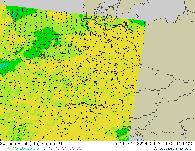 Surface wind Arome 01 Sa 11.05.2024 06 UTC