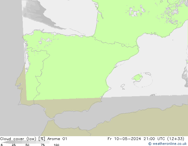 nízká oblaka Arome 01 Pá 10.05.2024 21 UTC