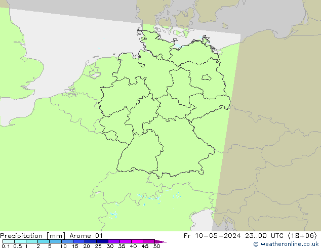 Neerslag Arome 01 vr 10.05.2024 00 UTC