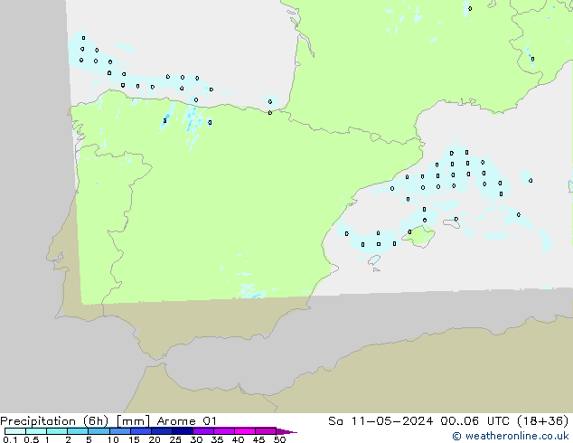 Precipitação (6h) Arome 01 Sáb 11.05.2024 06 UTC