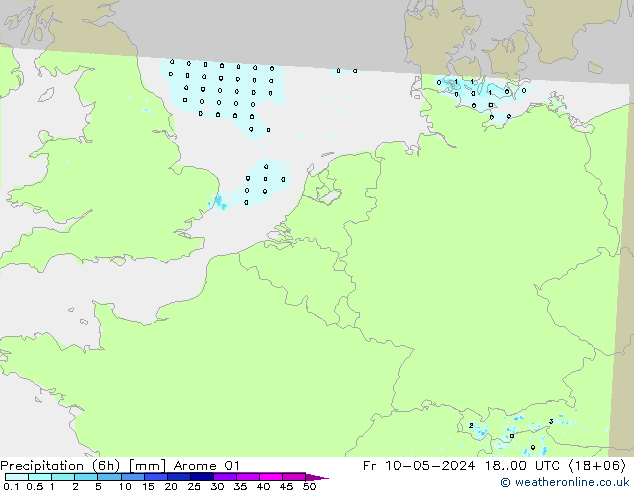 Precipitación (6h) Arome 01 vie 10.05.2024 00 UTC