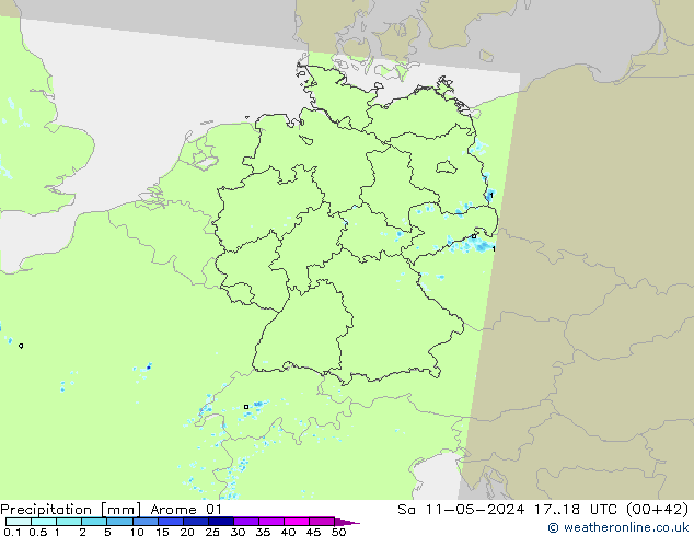 Niederschlag Arome 01 Sa 11.05.2024 18 UTC