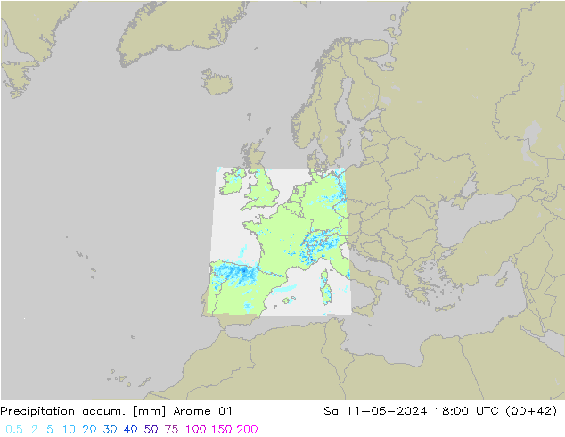 Nied. akkumuliert Arome 01 Sa 11.05.2024 18 UTC