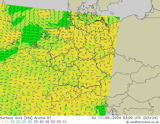 Surface wind Arome 01 Sa 11.05.2024 03 UTC