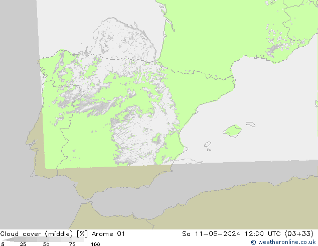 Nuages (moyen) Arome 01 sam 11.05.2024 12 UTC