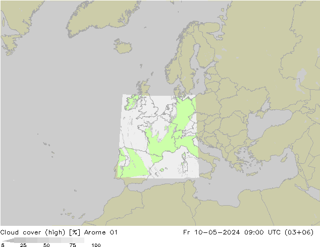 zachmurzenie (wysokie) Arome 01 pt. 10.05.2024 09 UTC
