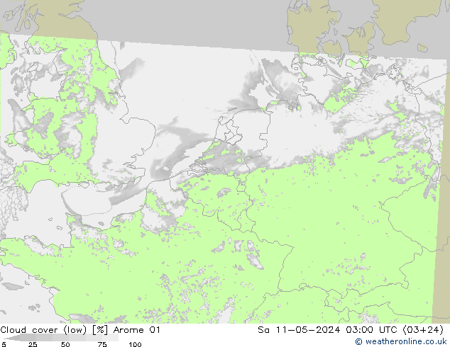 Wolken (tief) Arome 01 Sa 11.05.2024 03 UTC
