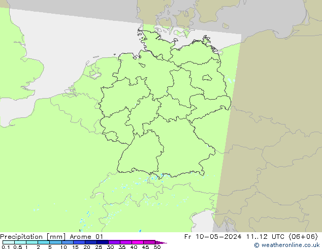 Precipitation Arome 01 Fr 10.05.2024 12 UTC