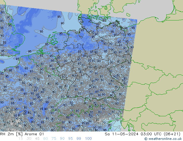 RH 2m Arome 01 Sa 11.05.2024 03 UTC