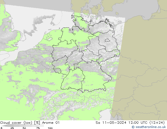 云 (低) Arome 01 星期六 11.05.2024 12 UTC