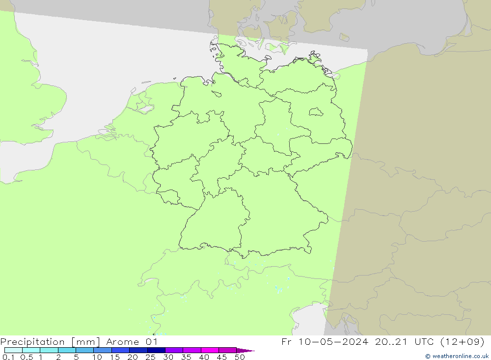 Precipitation Arome 01 Fr 10.05.2024 21 UTC