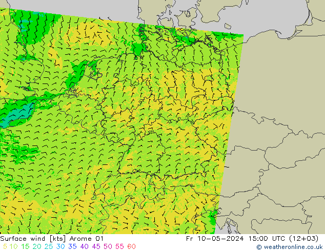 风 10 米 Arome 01 星期五 10.05.2024 15 UTC