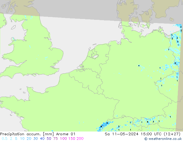 Precipitation accum. Arome 01 сб 11.05.2024 15 UTC