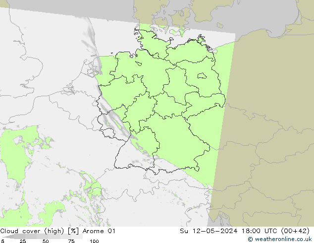 Nuages (élevé) Arome 01 dim 12.05.2024 18 UTC