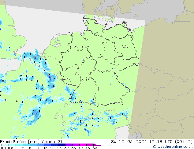 Niederschlag Arome 01 So 12.05.2024 18 UTC