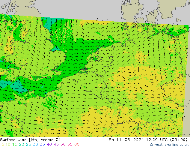 Surface wind Arome 01 Sa 11.05.2024 12 UTC