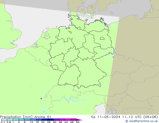 Precipitación Arome 01 sáb 11.05.2024 12 UTC