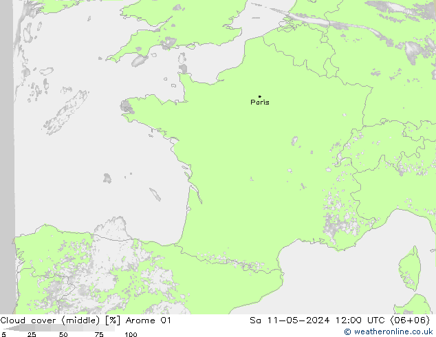 Wolken (mittel) Arome 01 Sa 11.05.2024 12 UTC
