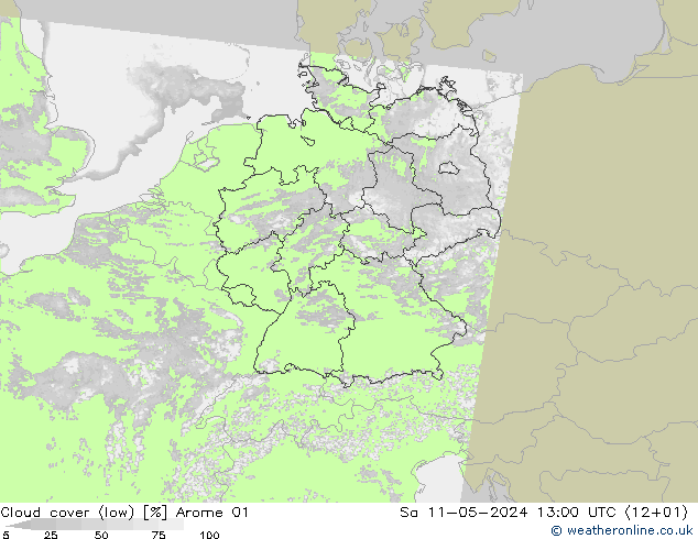 云 (低) Arome 01 星期六 11.05.2024 13 UTC