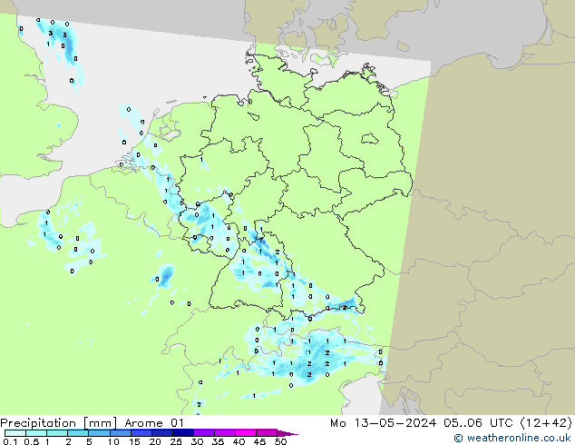 Neerslag Arome 01 ma 13.05.2024 06 UTC