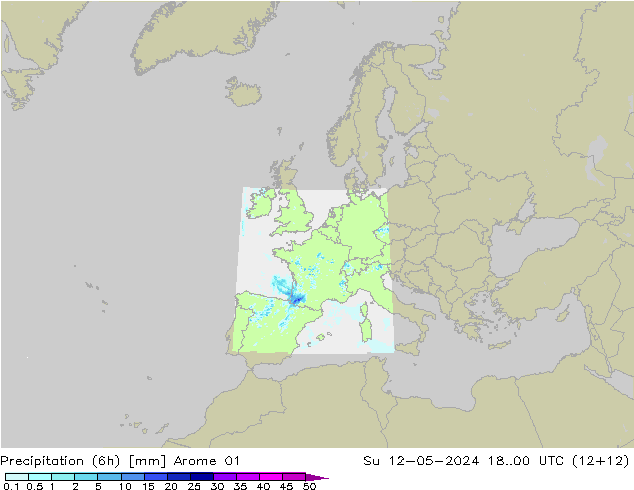 Nied. akkumuliert (6Std) Arome 01 So 12.05.2024 00 UTC