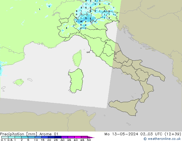 Precipitation Arome 01 Mo 13.05.2024 03 UTC