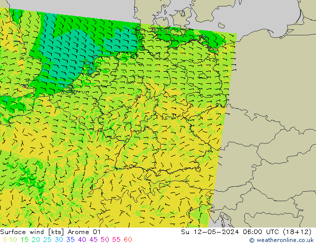 Surface wind Arome 01 Su 12.05.2024 06 UTC