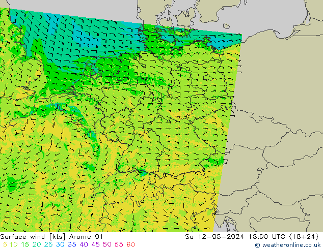 Surface wind Arome 01 Ne 12.05.2024 18 UTC