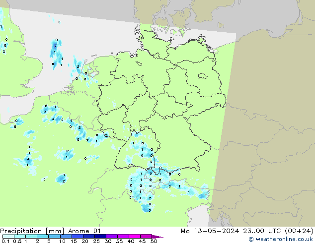 Precipitazione Arome 01 lun 13.05.2024 00 UTC