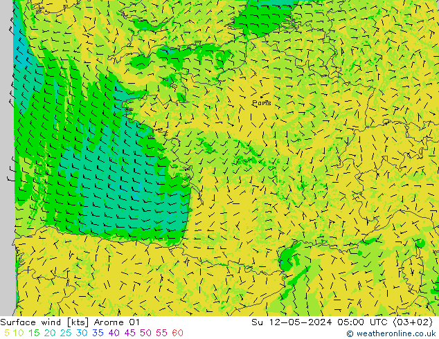 Surface wind Arome 01 Su 12.05.2024 05 UTC