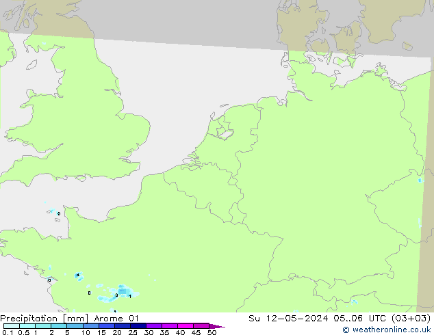 осадки Arome 01 Вс 12.05.2024 06 UTC