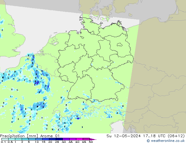 降水 Arome 01 星期日 12.05.2024 18 UTC