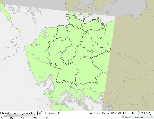 Nubi medie Arome 01 mar 14.05.2024 06 UTC