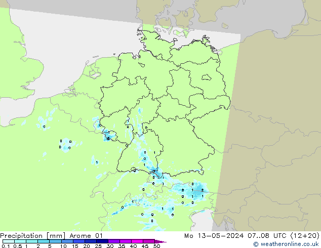降水 Arome 01 星期一 13.05.2024 08 UTC