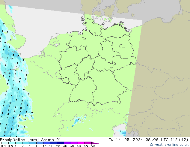 Neerslag Arome 01 di 14.05.2024 06 UTC