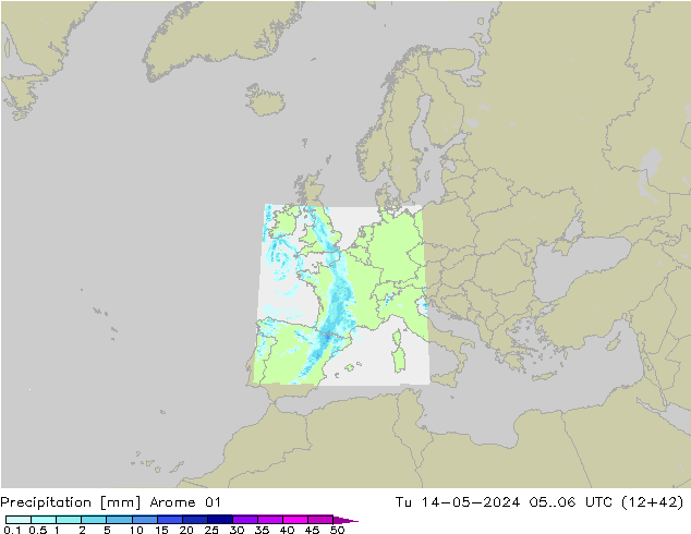 Niederschlag Arome 01 Di 14.05.2024 06 UTC