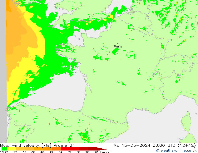 Windböen Arome 01 Mo 13.05.2024 00 UTC