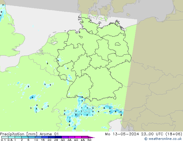 Precipitation Arome 01 Mo 13.05.2024 00 UTC