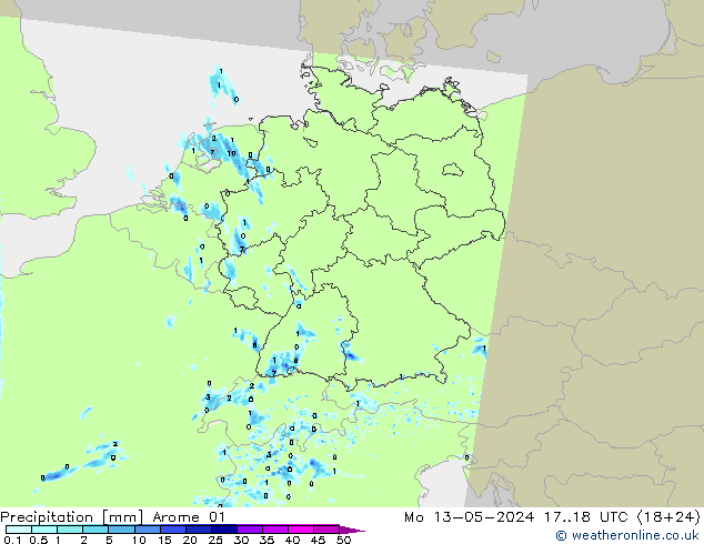 Precipitation Arome 01 Mo 13.05.2024 18 UTC