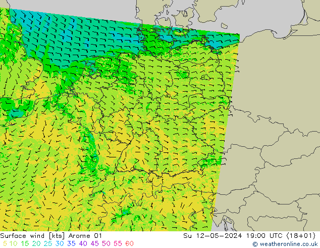 Surface wind Arome 01 Su 12.05.2024 19 UTC