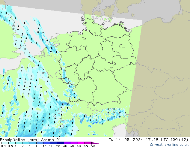 Precipitation Arome 01 Tu 14.05.2024 18 UTC