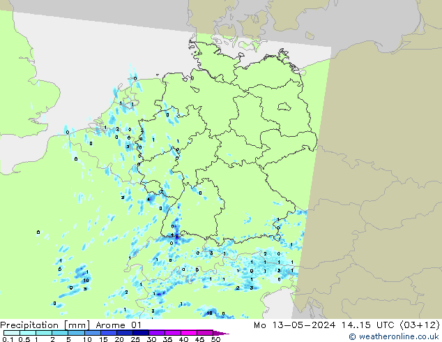 precipitação Arome 01 Seg 13.05.2024 15 UTC
