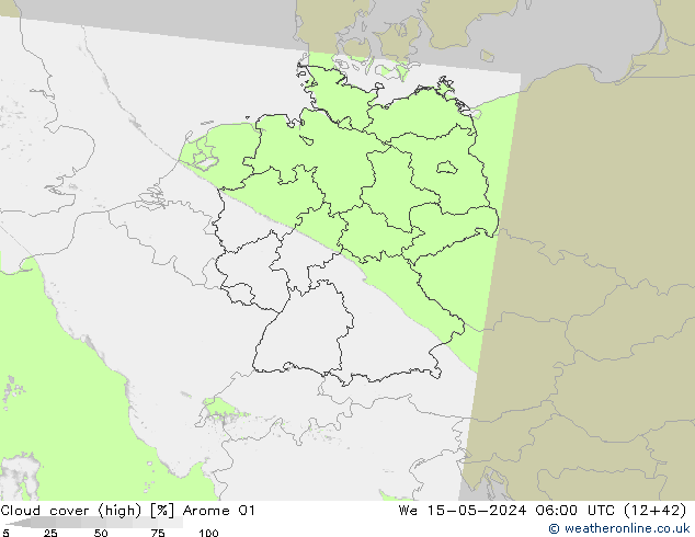 zachmurzenie (wysokie) Arome 01 śro. 15.05.2024 06 UTC