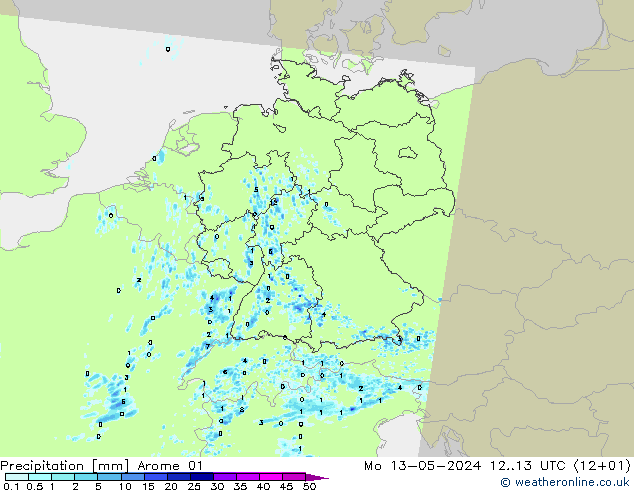 Precipitación Arome 01 lun 13.05.2024 13 UTC