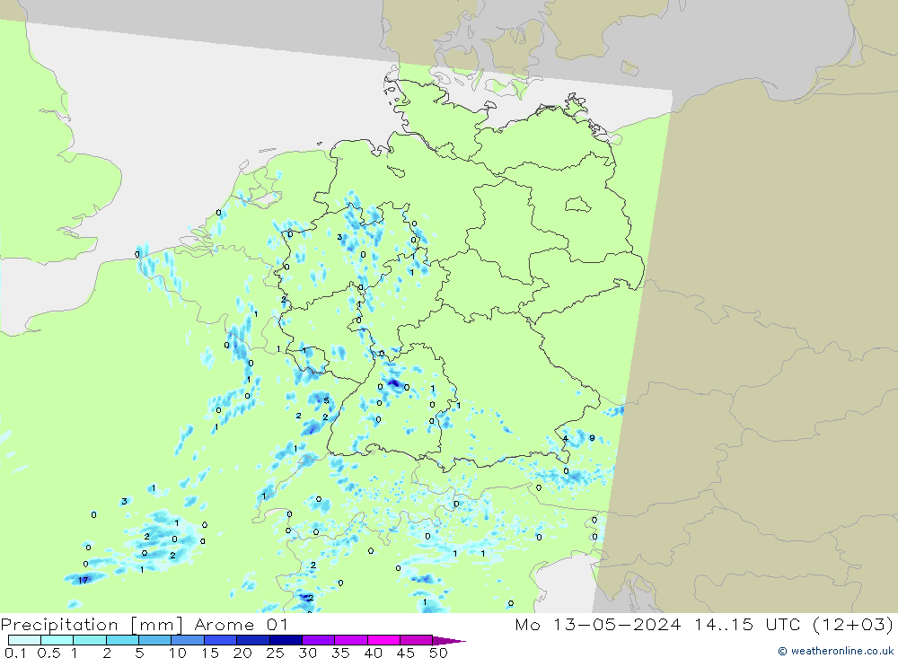 Precipitación Arome 01 lun 13.05.2024 15 UTC